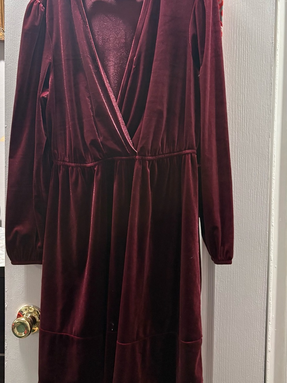 Maison Jules Velvet Wrap Dress - Deep Burgundy